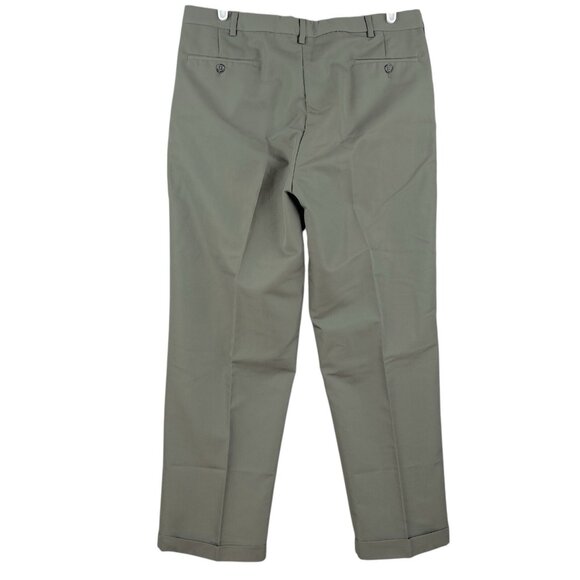 Geoffrey Beene Men's Green Pants Size 38x30 Pleated Front Cuffed Hem Mid Rise - Picture 2 of 11
